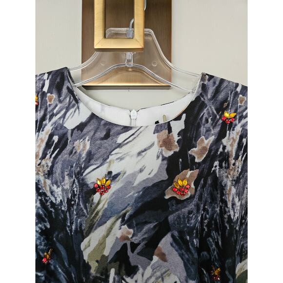 Annah Hariri White Navy Embellished Mango Modest Dress Formal Dress NWT Size 10 - Picture 5 of 12